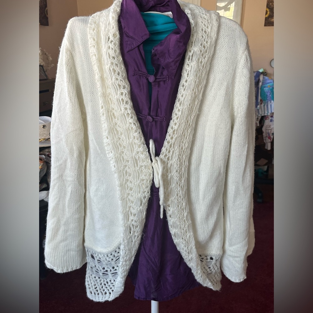 Bandolini White/Cream Cardigan Sweater